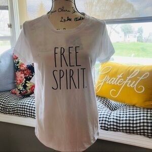 Rae Dunn “FREE SPIRIT.” Graphic Tee White Short Sleeve Top NWT